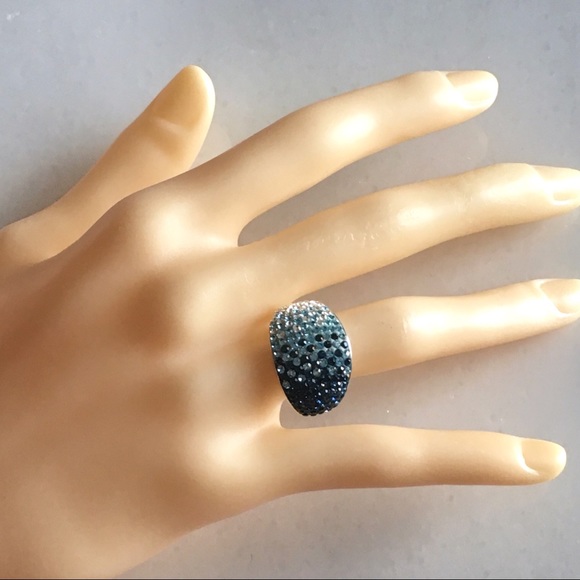 Graduated Ombré Pave Crystal Silver Ring 9 1/4 - Picture 4 of 7